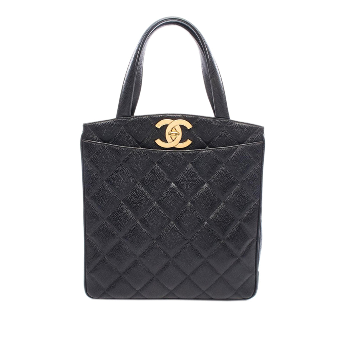 Chanel CC Quilted Caviar Tote — Black