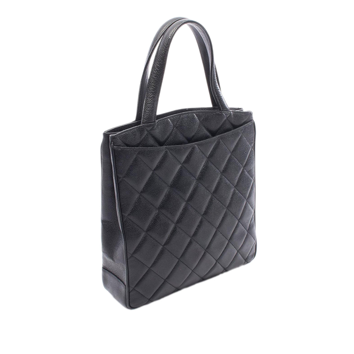 Chanel CC Quilted Caviar Tote — Black