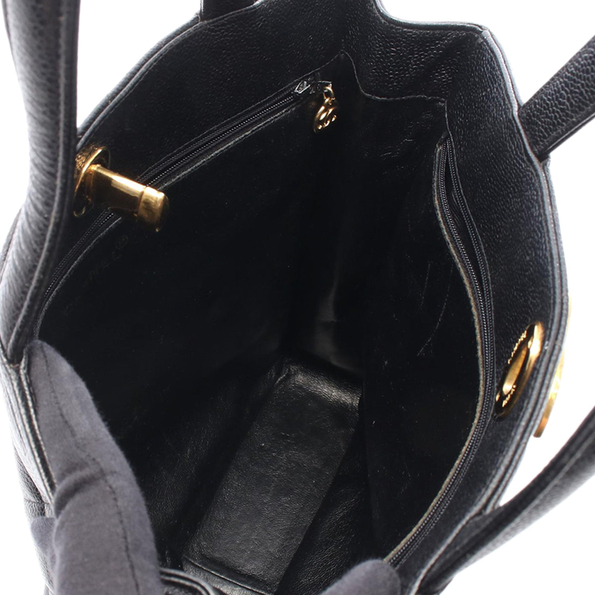 Chanel CC Quilted Caviar Tote — Black