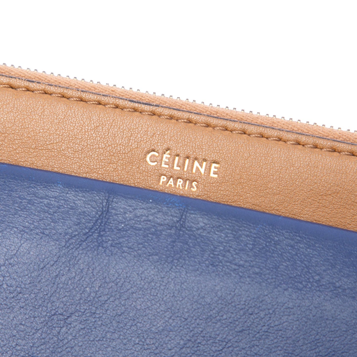 Celine Tricolor Leather Pocket Envelope Zip Clutch
