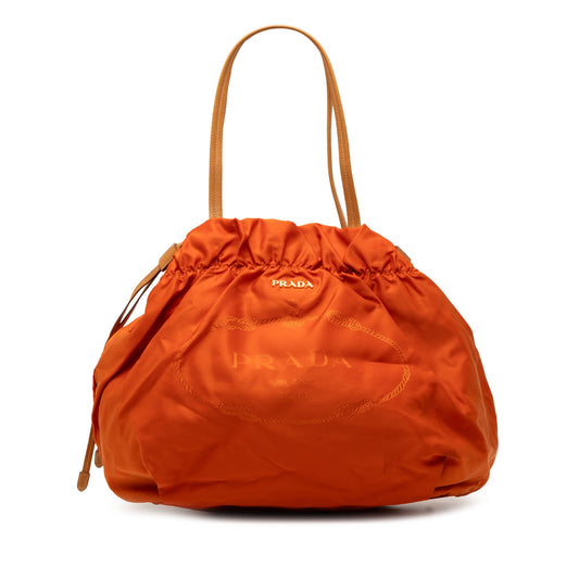 Prada Tessuto Logo Drawstring Tote