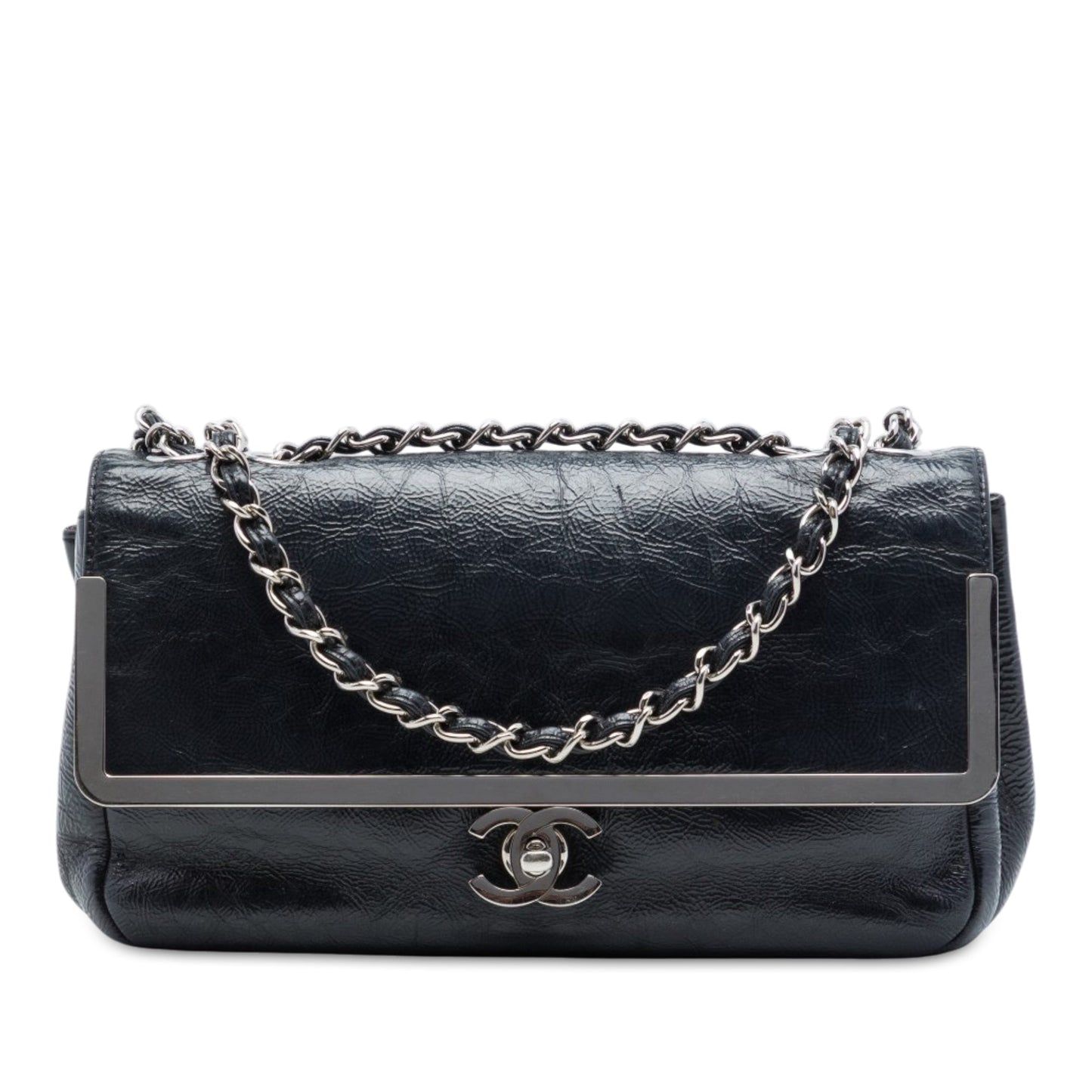 Chanel Small Crinkled Patent Frame Single Flap
