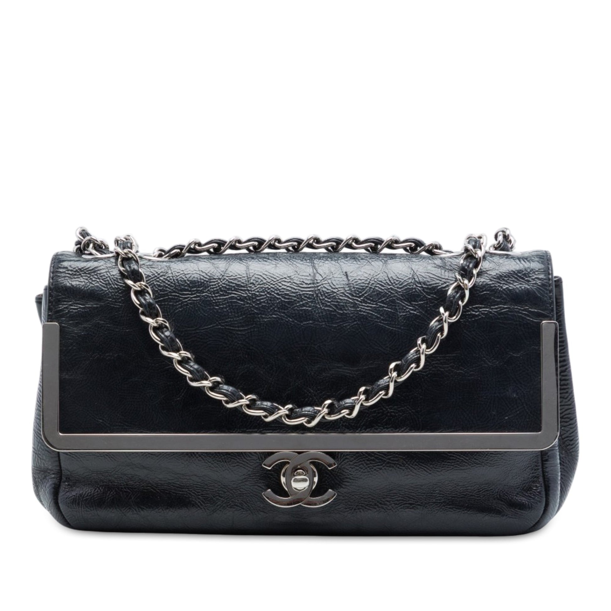 Chanel Small Crinkled Patent Frame Single Flap