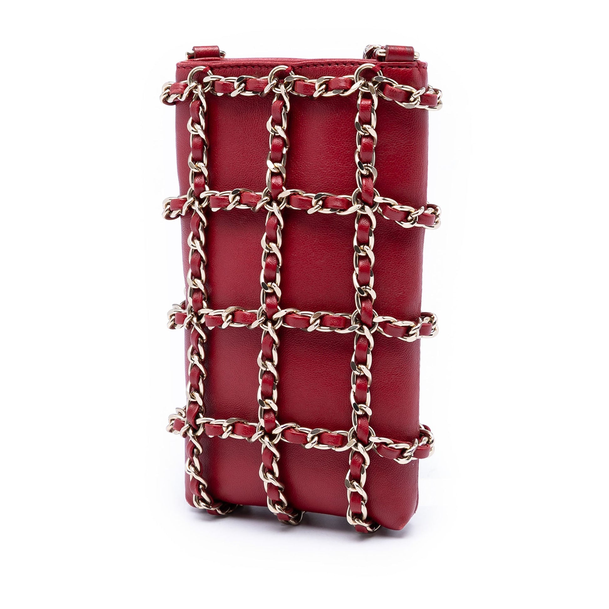 Chanel Lambskin Tech Me Out Clutch With Chain