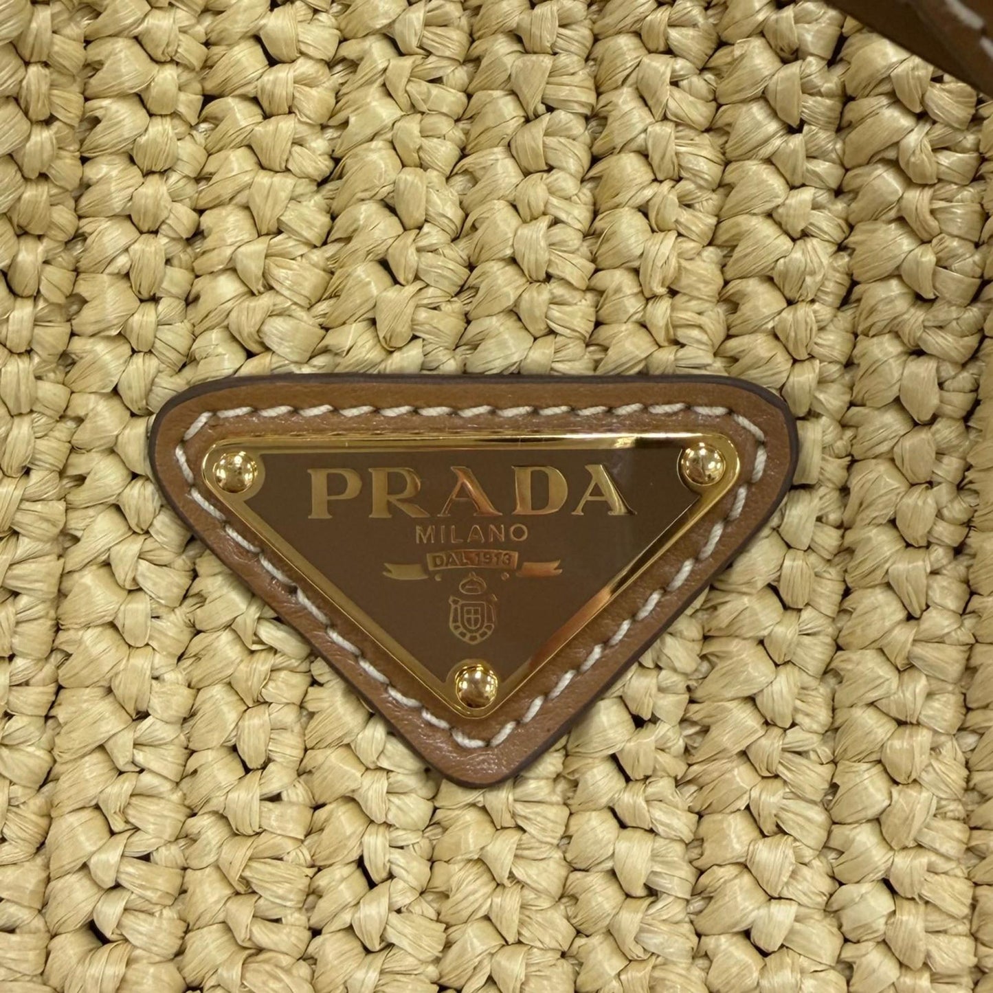 Prada Mini Raffia Effect Crochet Bucket Bag