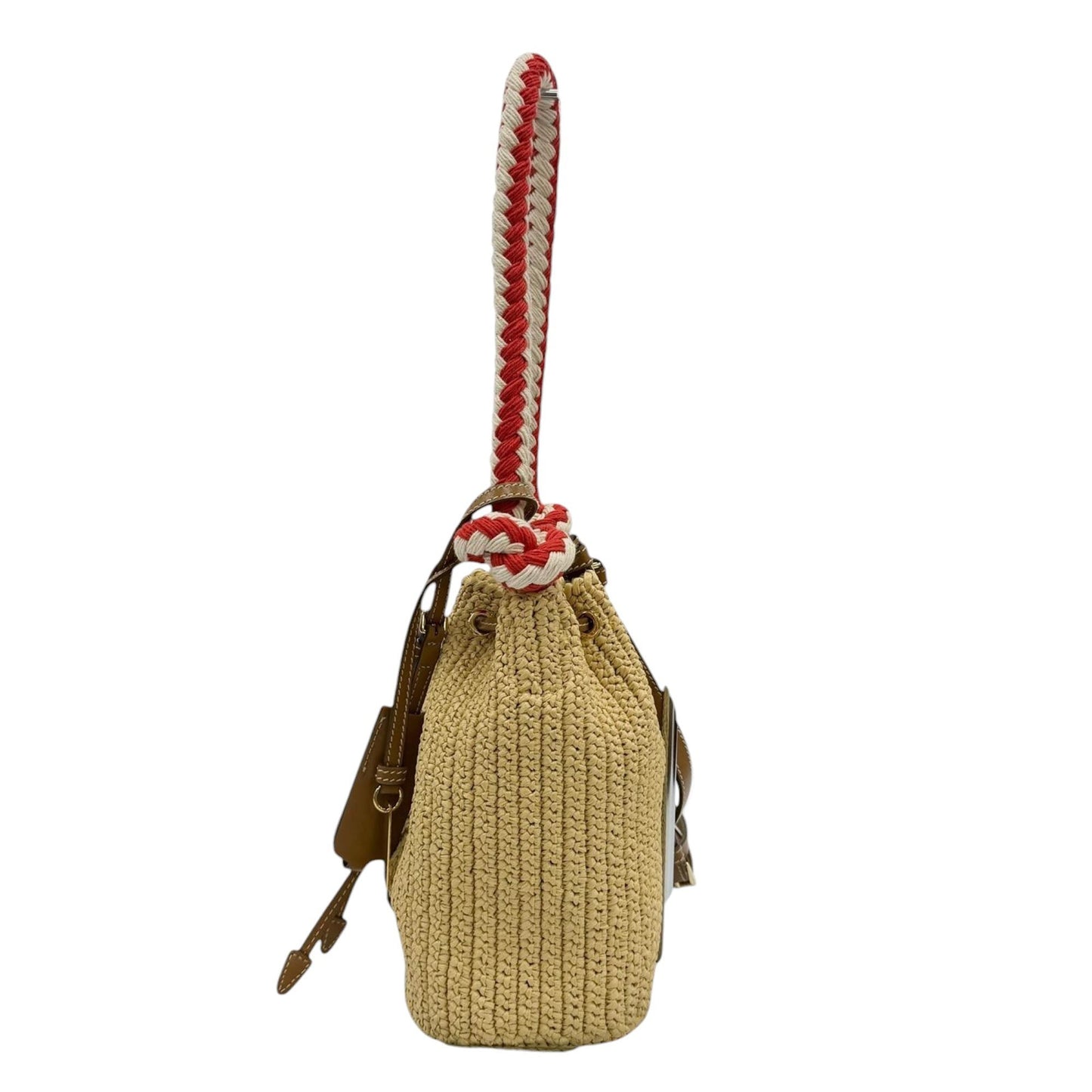 Prada Mini Raffia Effect Crochet Bucket Bag
