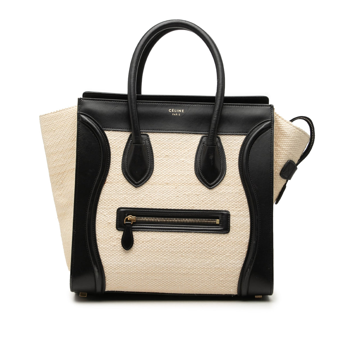 Celine Mini Bicolor Canvas and Leather Luggage Tote