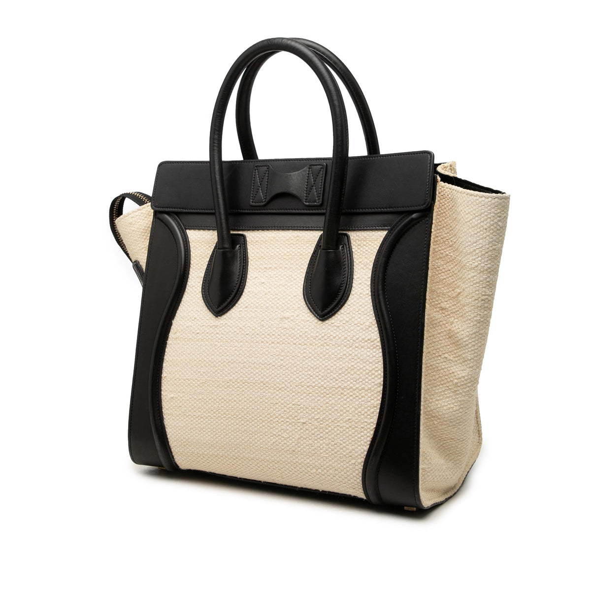 Celine Mini Bicolor Canvas and Leather Luggage Tote