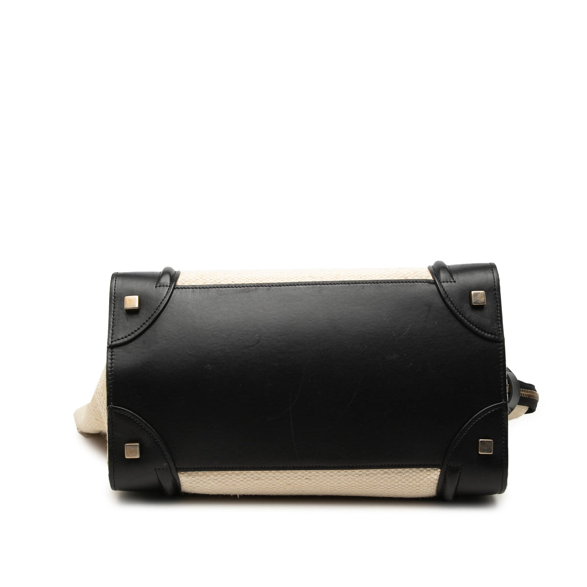 Celine Mini Bicolor Canvas and Leather Luggage Tote