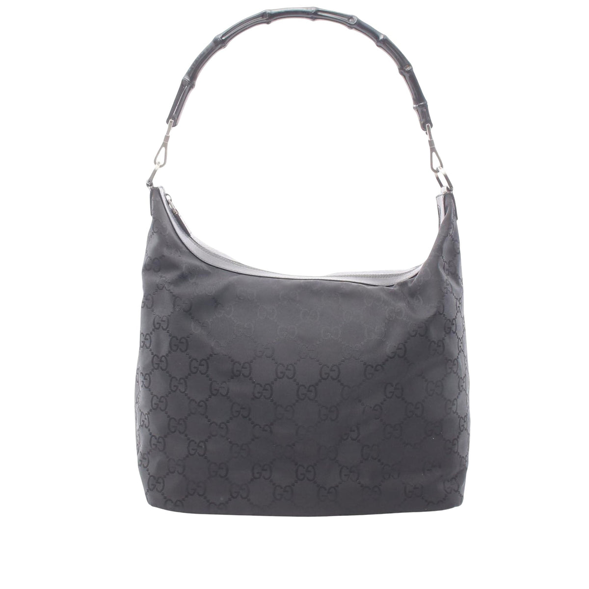 Gucci Bamboo GG Nylon Shoulder Bag — Black