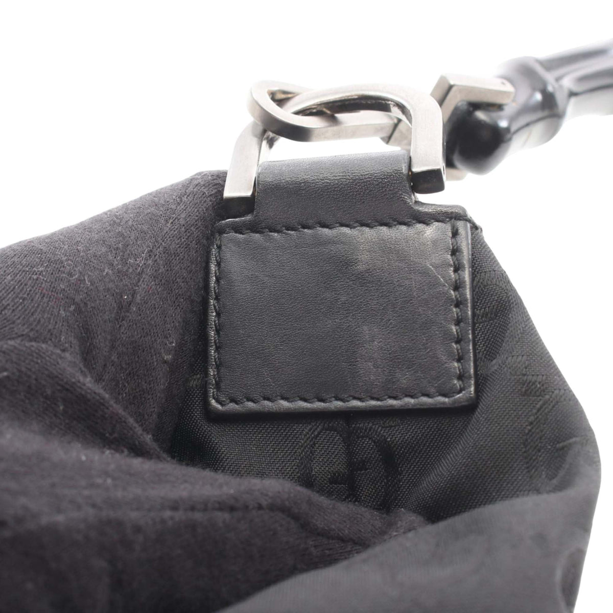 Gucci Bamboo GG Nylon Shoulder Bag — Black