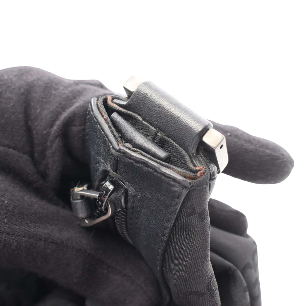 Gucci Bamboo GG Nylon Shoulder Bag — Black