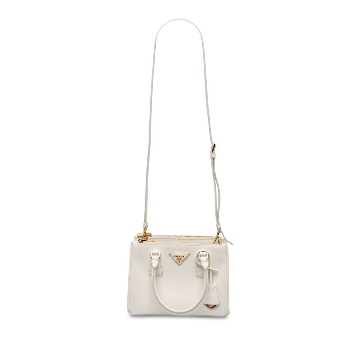 Prada Small Saffiano Galleria Double Zip Satchel — White