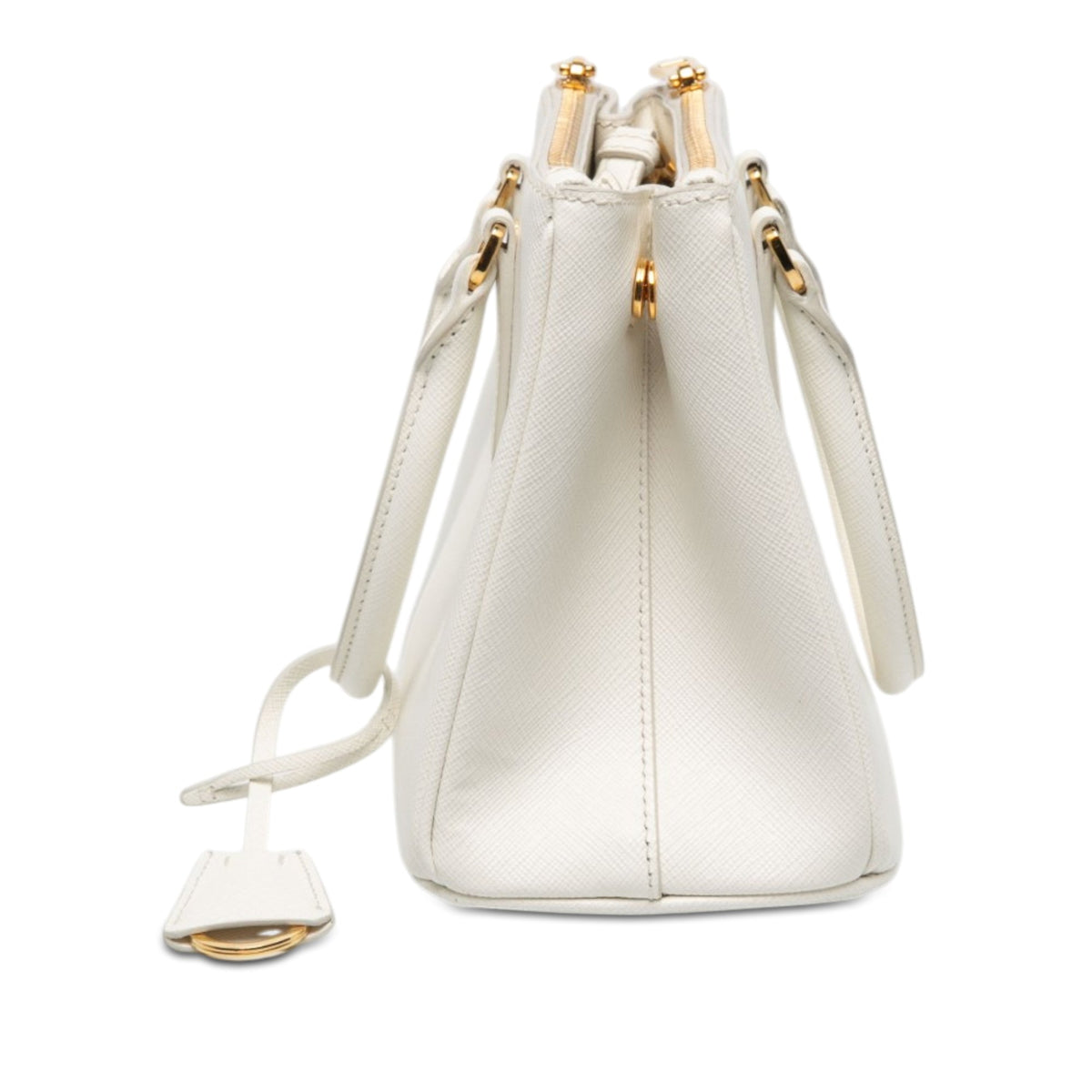 Prada Small Saffiano Galleria Double Zip Satchel — White
