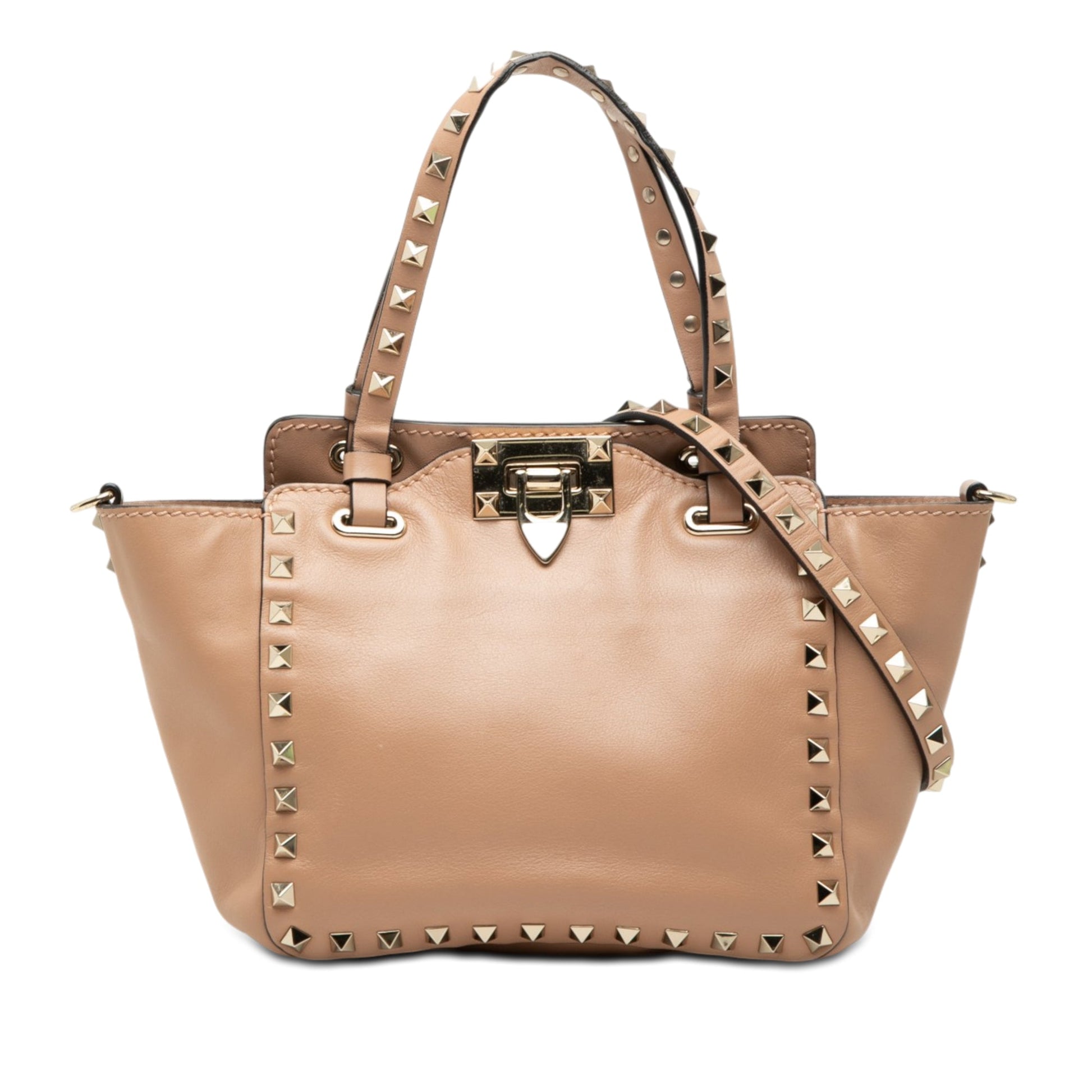 Valentino Mini Leather Rockstud Trapeze Satchel