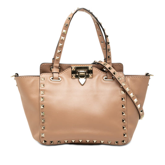 Valentino Mini Leather Rockstud Trapeze Satchel
