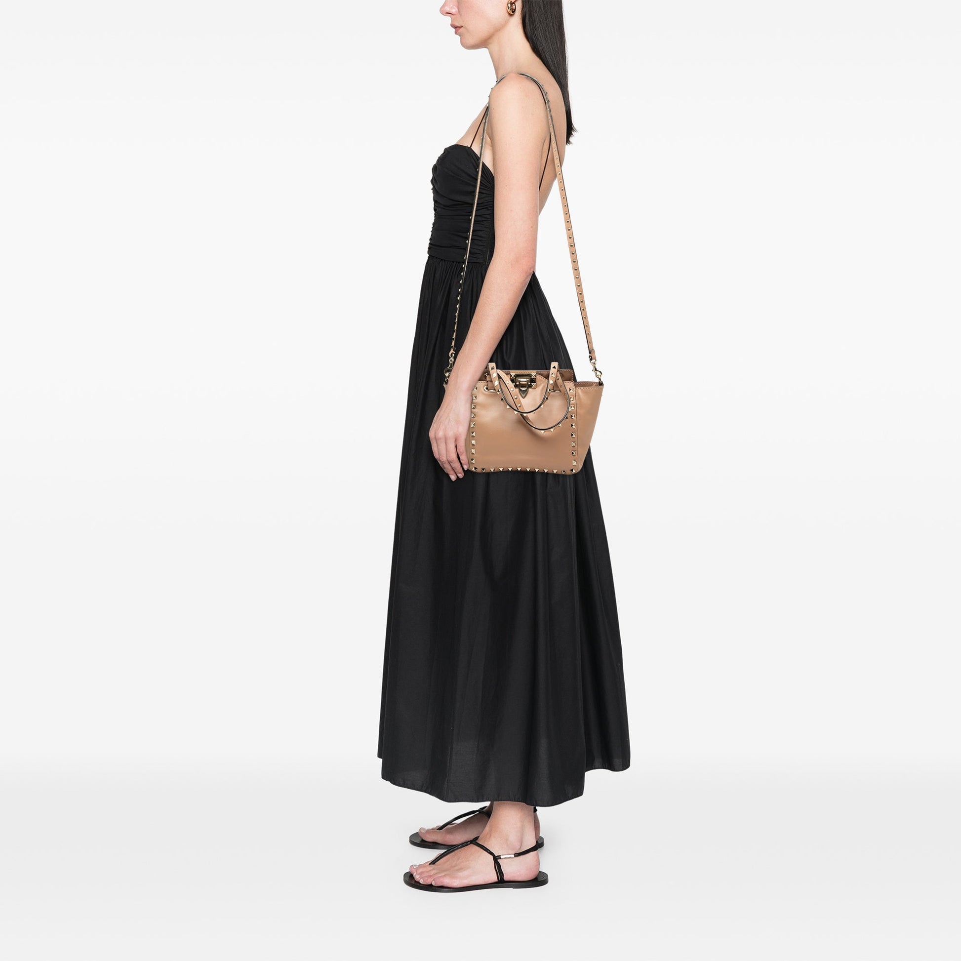 Valentino Mini Leather Rockstud Trapeze Satchel