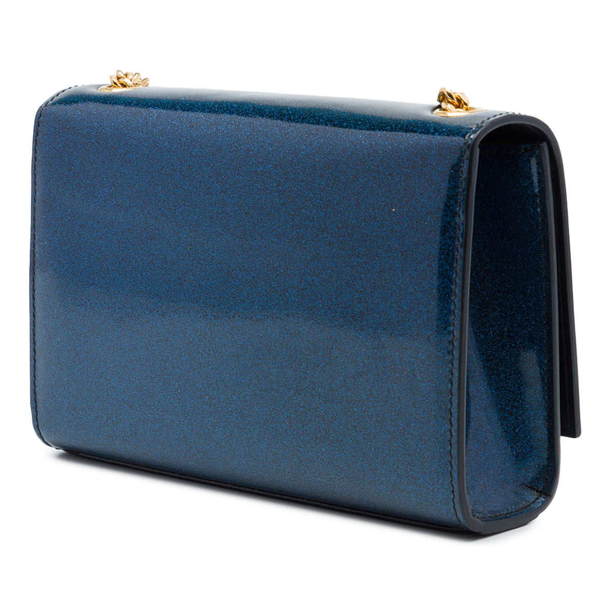 Saint Laurent Small Glitter Patent Kate Crossbody — Blue