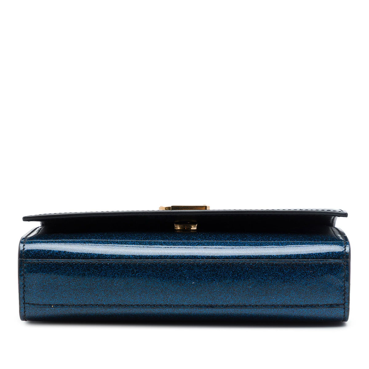 Saint Laurent Small Glitter Patent Kate Crossbody — Blue
