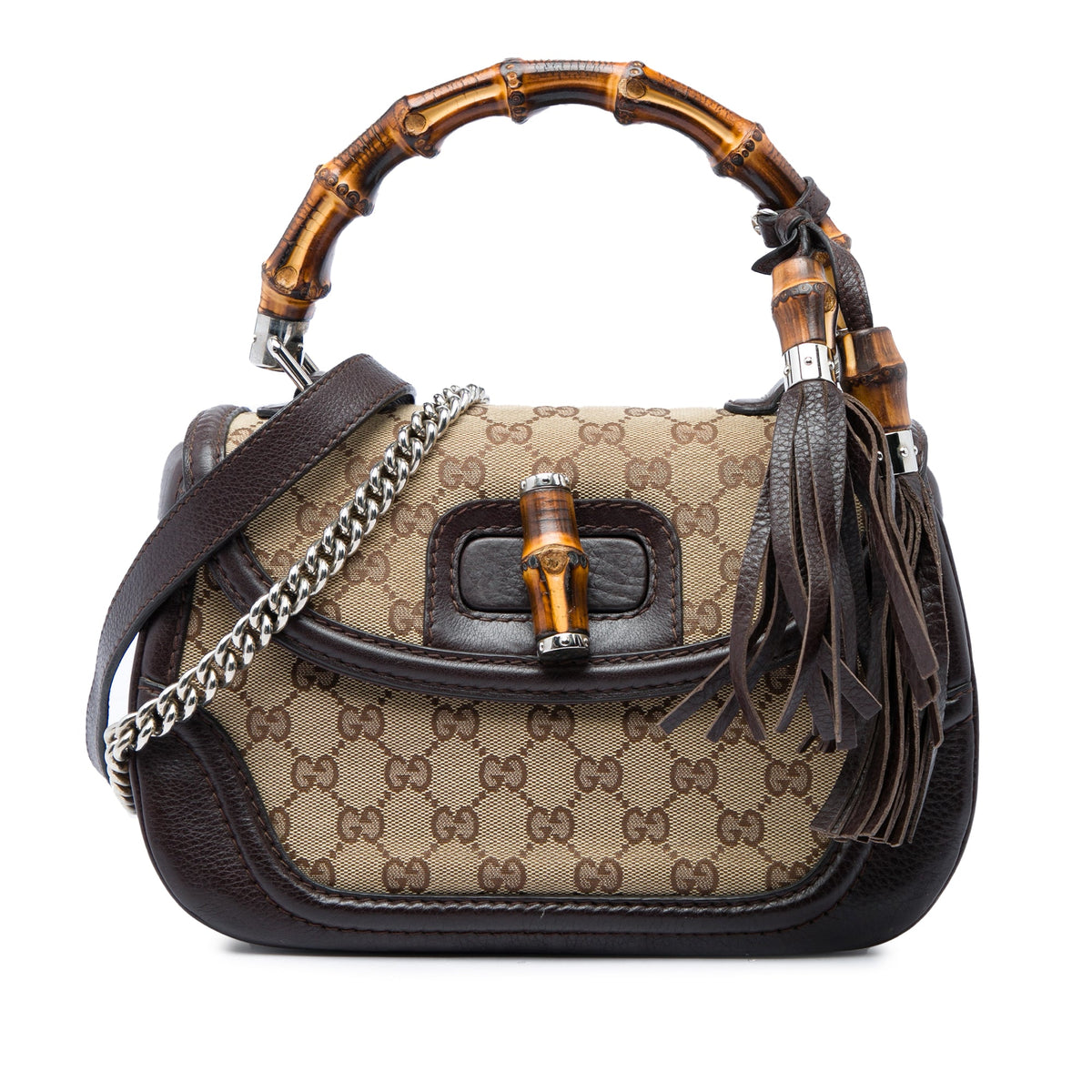 Gucci Medium GG Canvas New Bamboo Top Handle Bag