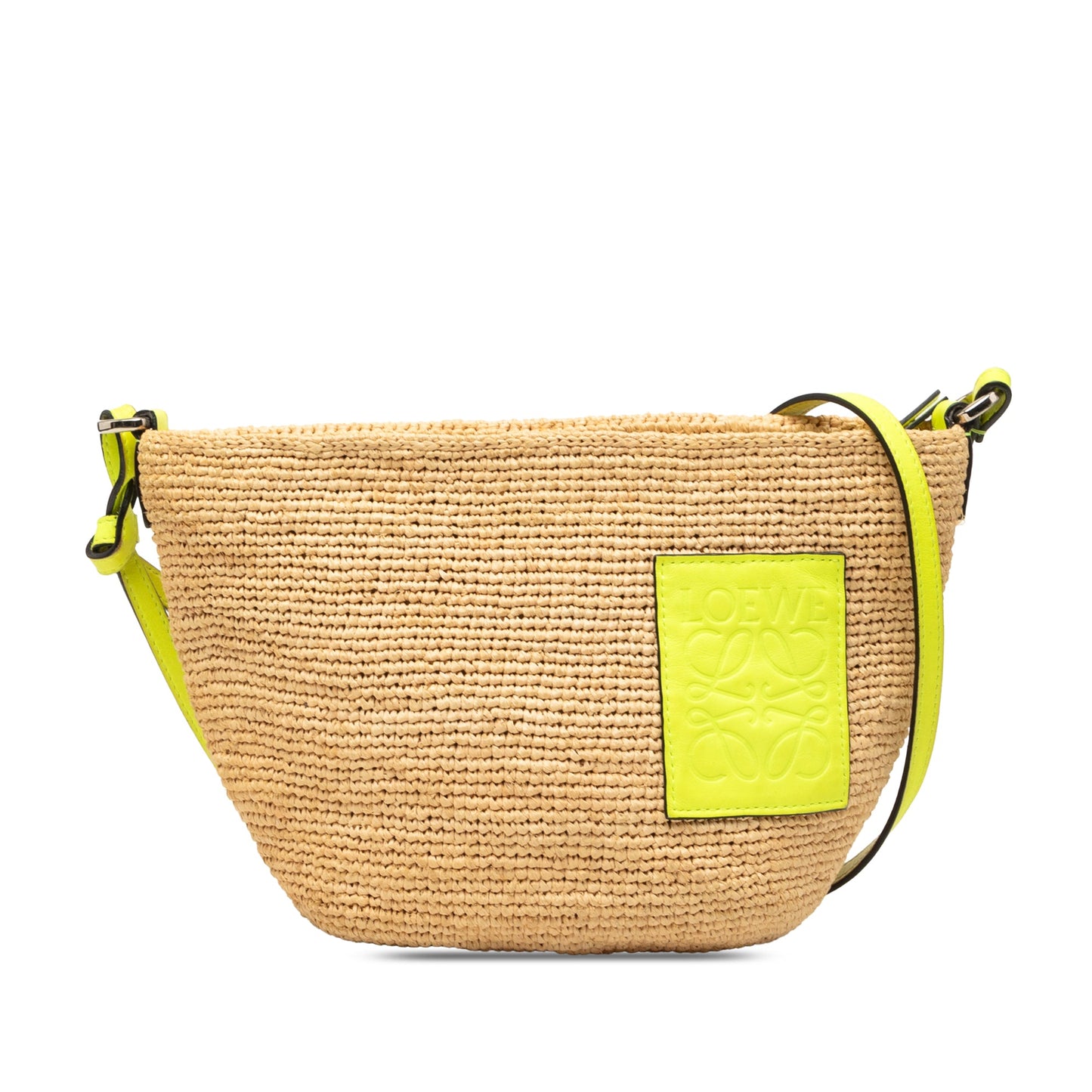LOEWE Raffia and Calfskin Slit Pochette Crossbody