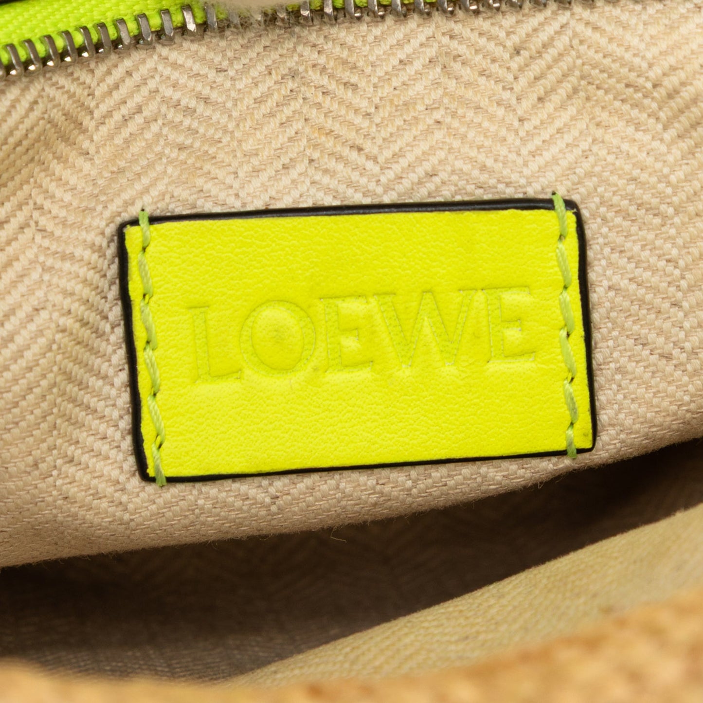 LOEWE Raffia and Calfskin Slit Pochette Crossbody