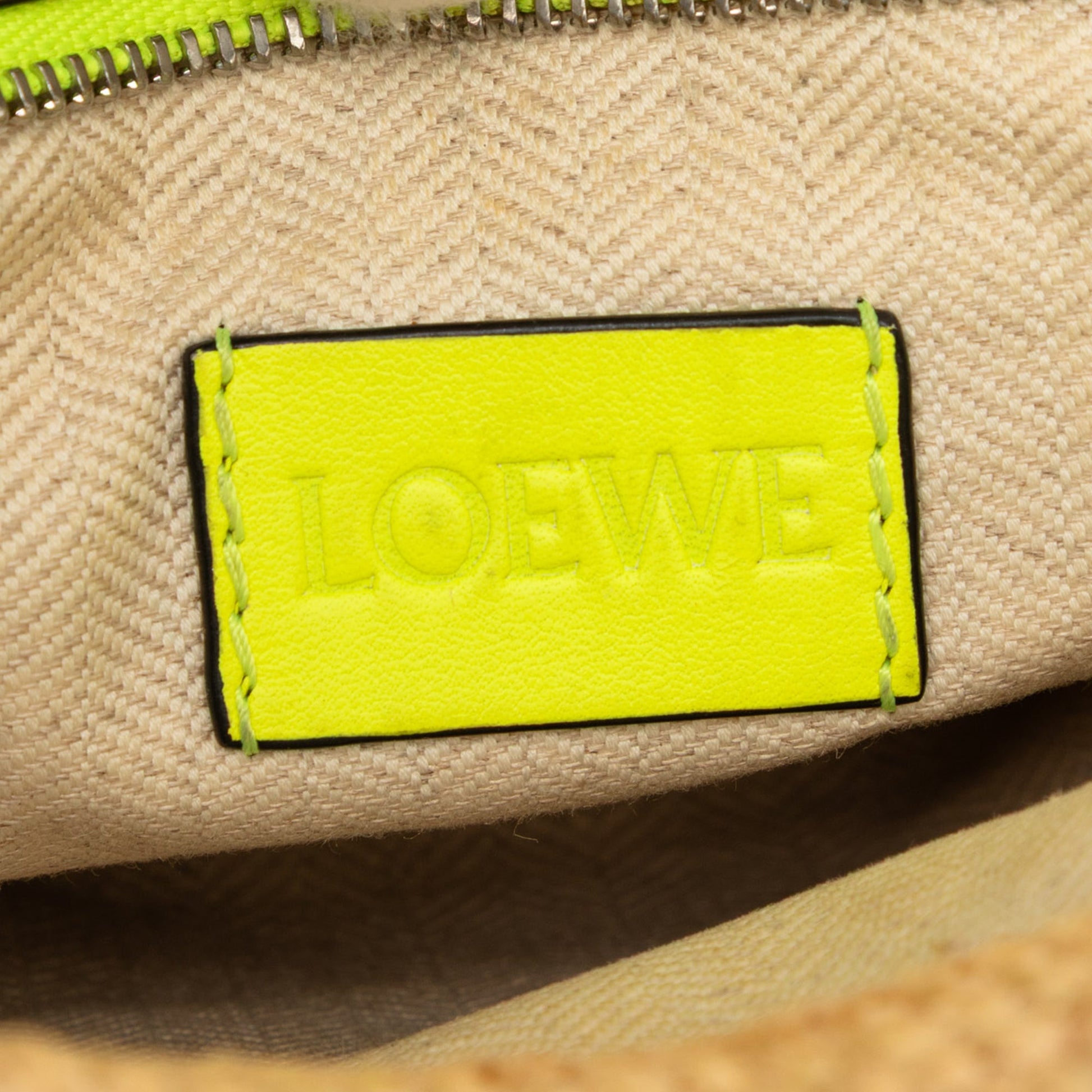 LOEWE Raffia and Calfskin Slit Pochette Crossbody