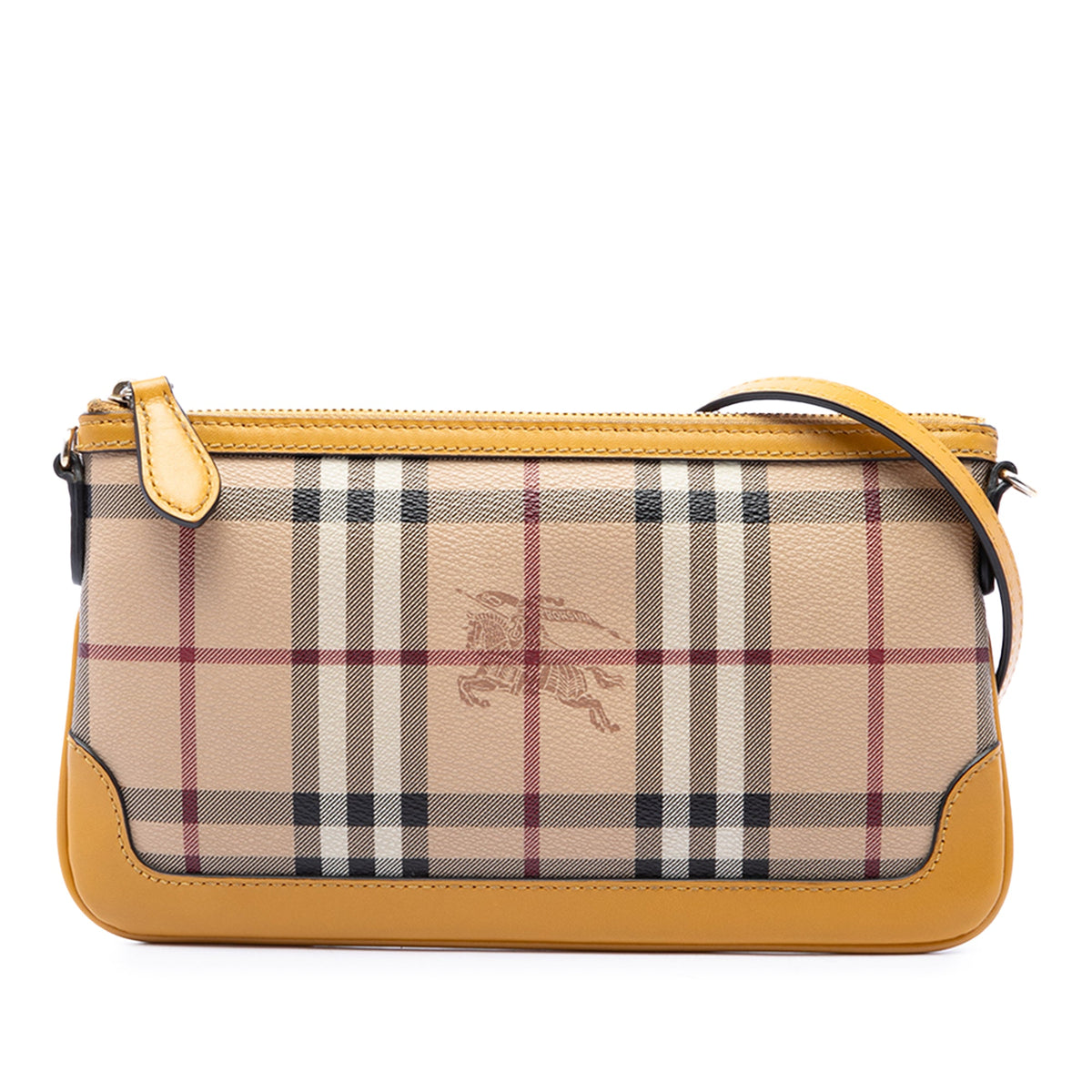 Burberry Haymarket Check Coated Canvas Peyton Crossbody — Beige