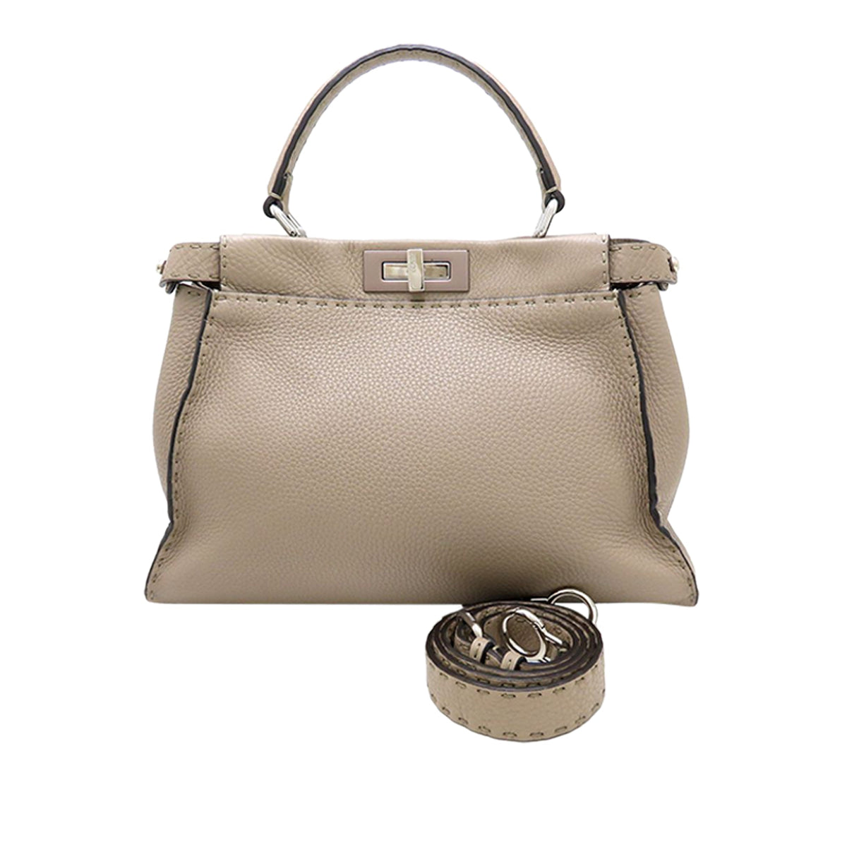 Fendi Medium Leather Selleria Peekaboo Iconic Satchel