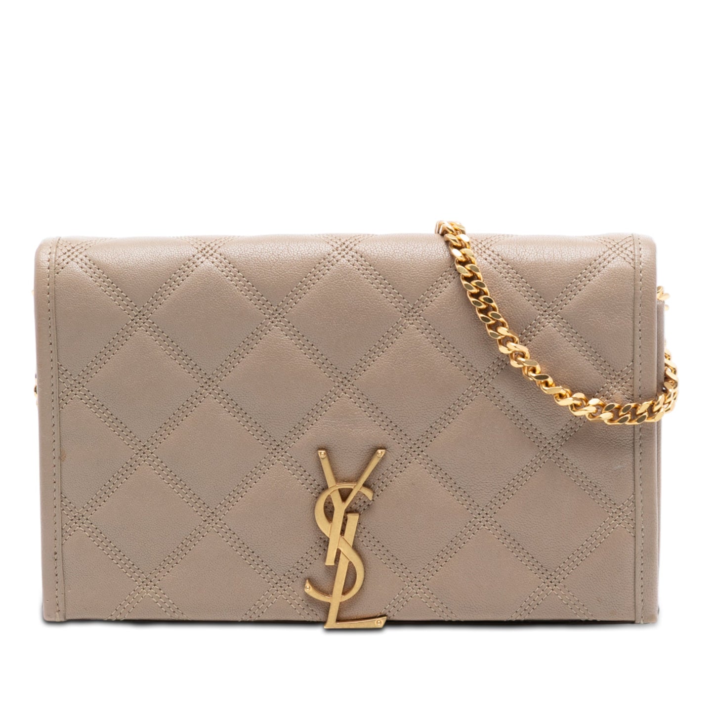 Saint Laurent Quilted Diamond Lambskin Becky Wallet on Chain