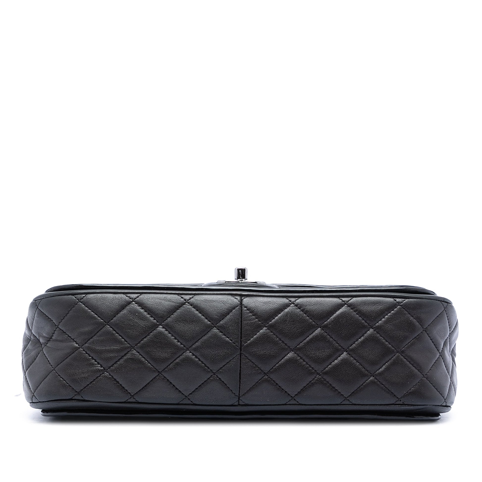 Chanel Jumbo Quilted Patent and Lambskin Trimmed Classic Twist Flap