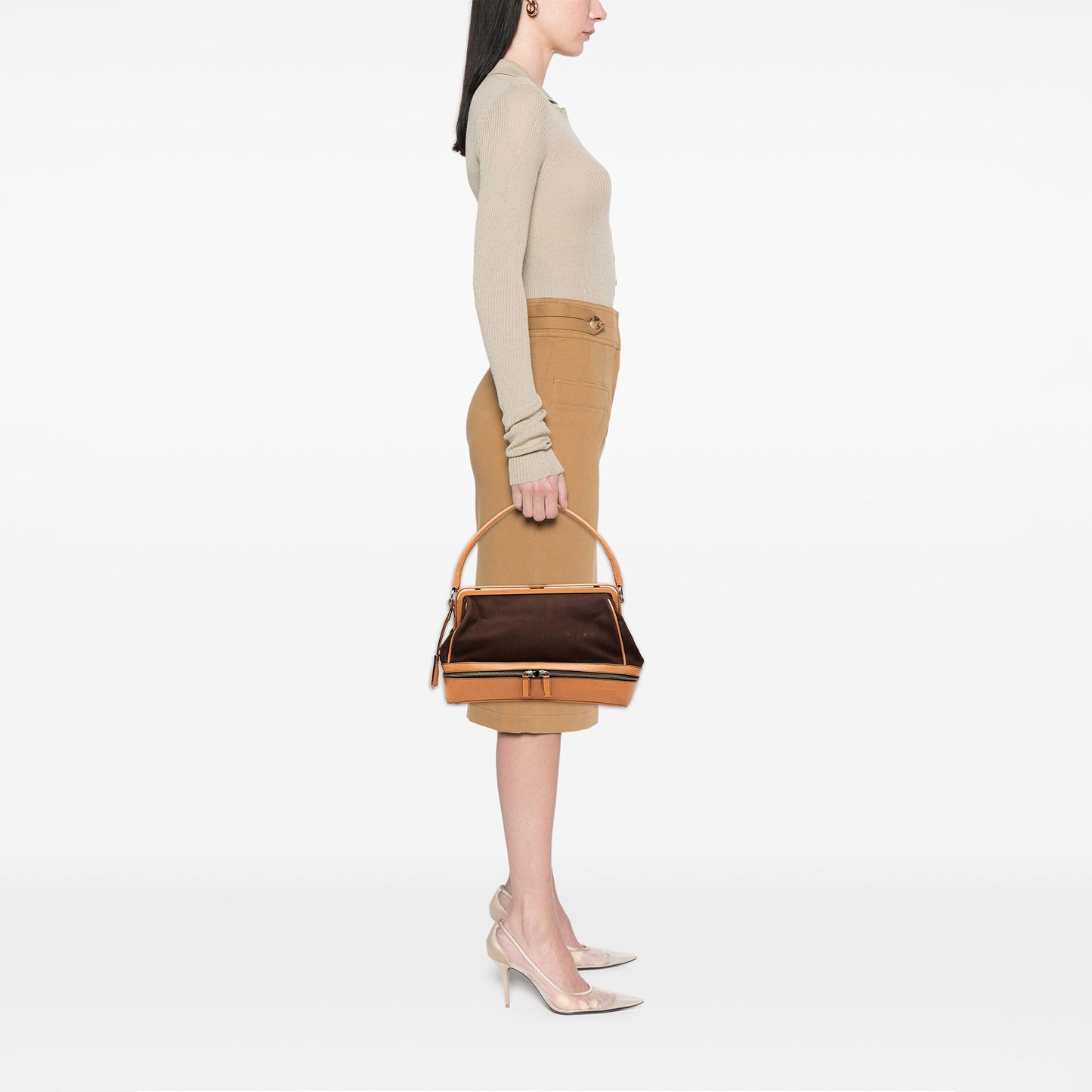 Prada Canvas Canapa Cerniera Frame Doctor Bag