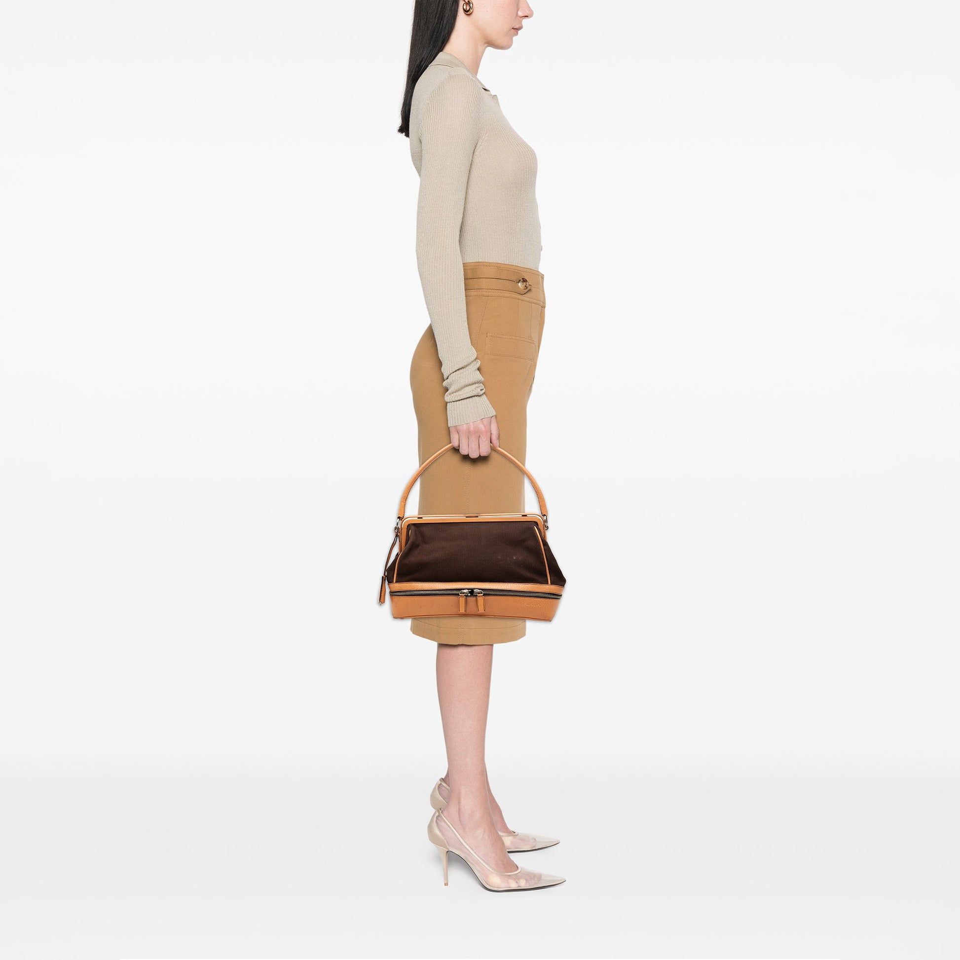 Prada Canvas Canapa Cerniera Frame Doctor Bag