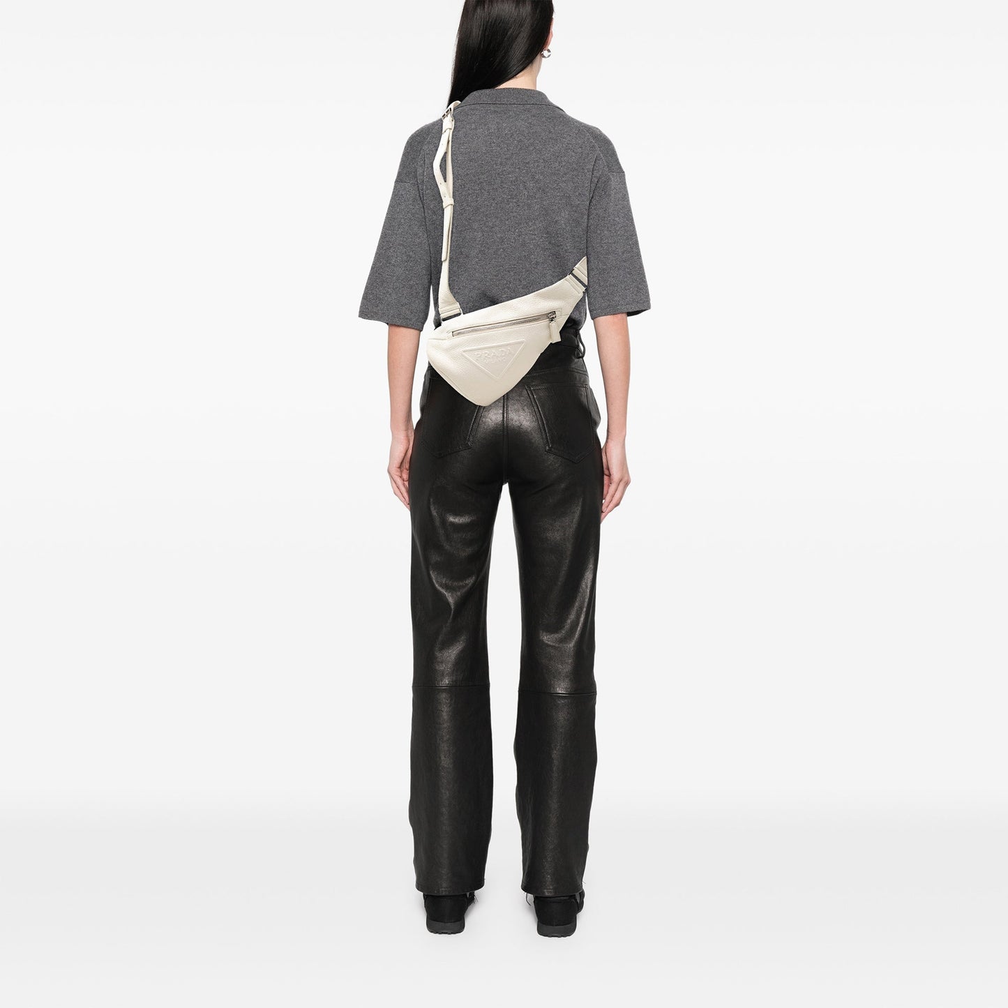 Prada Vitello Daino Logo Embossed Sling Bag