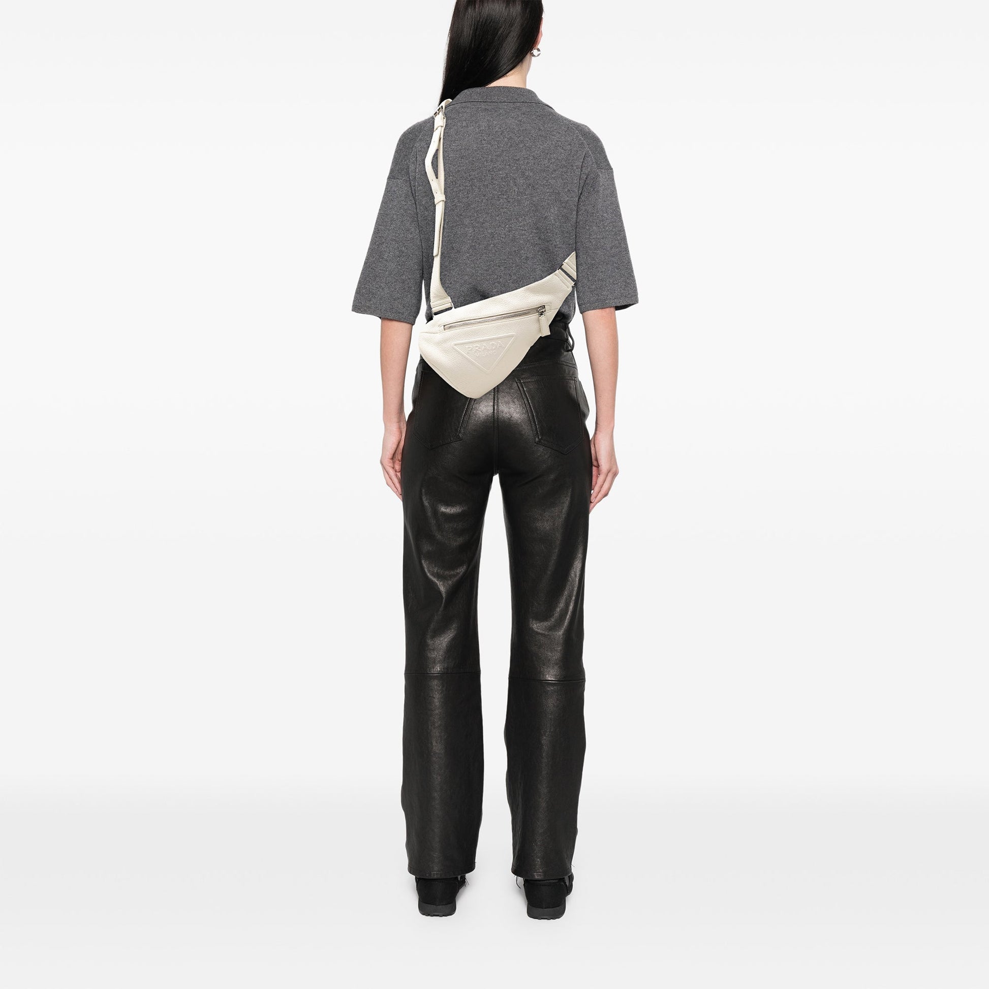 Prada Vitello Daino Logo Embossed Sling Bag