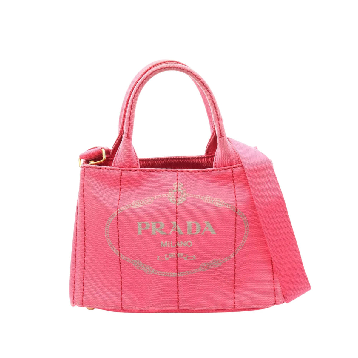 Prada Small Canvas Canapa Logo Tote — Pink