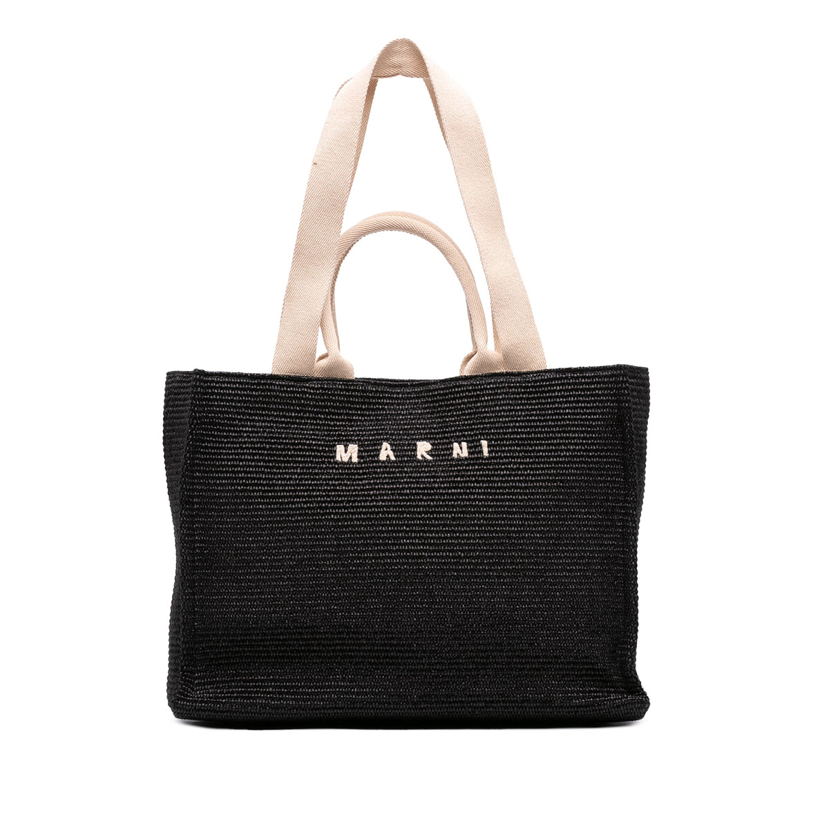 Marni Raffia Effect Nylon Embroidered Logo North West Shopping Tote