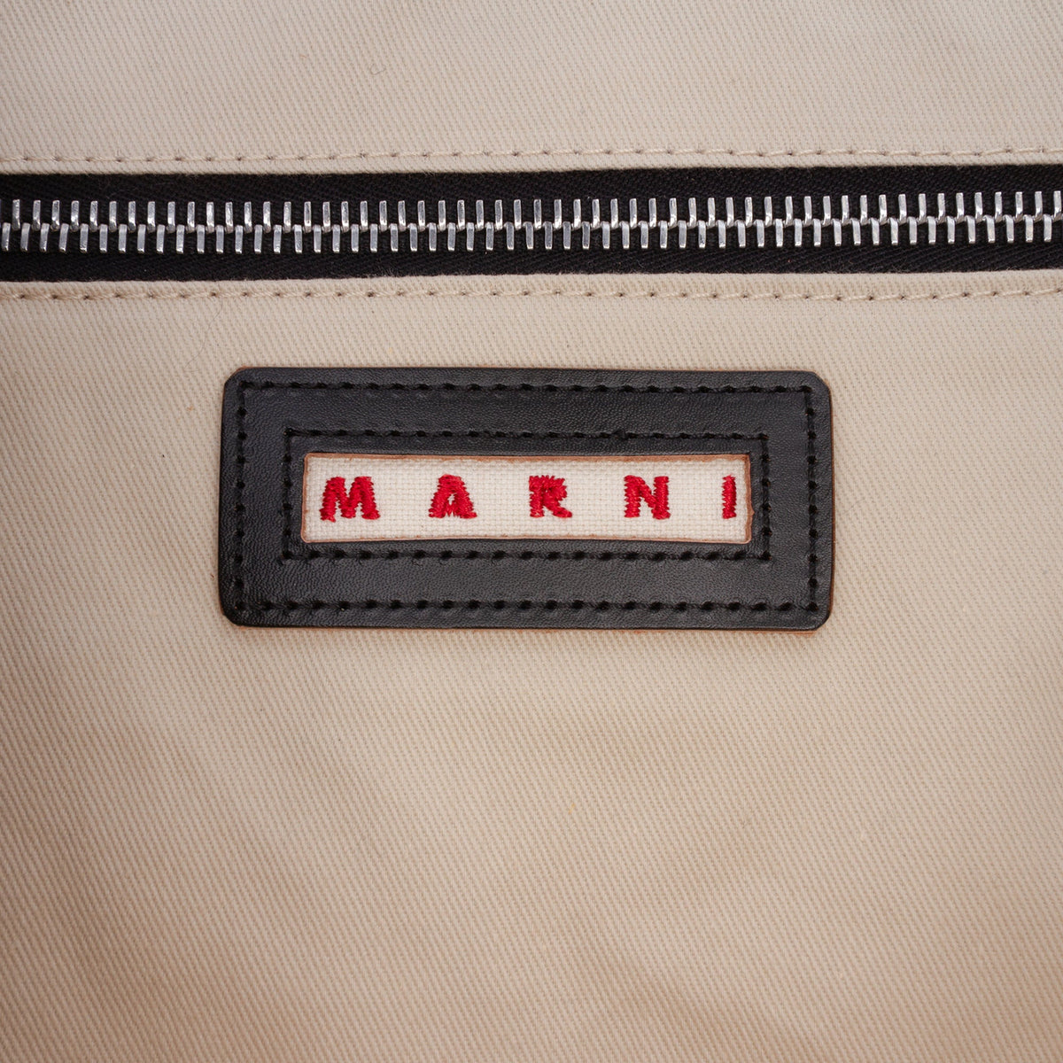 Marni Raffia Effect Nylon Embroidered Logo North West Shopping Tote