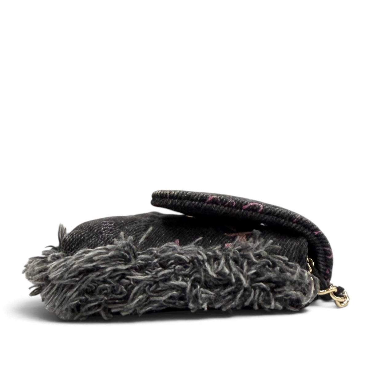 Chanel Fringe Denim Mood Clutch with Chain