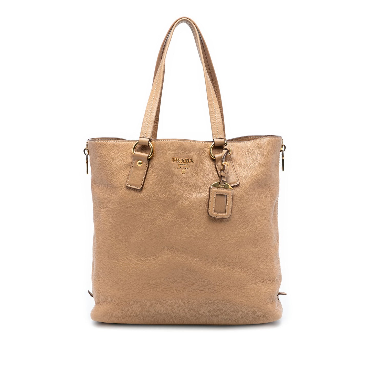 Prada Vitello Daino Side Zip Shopper Tote