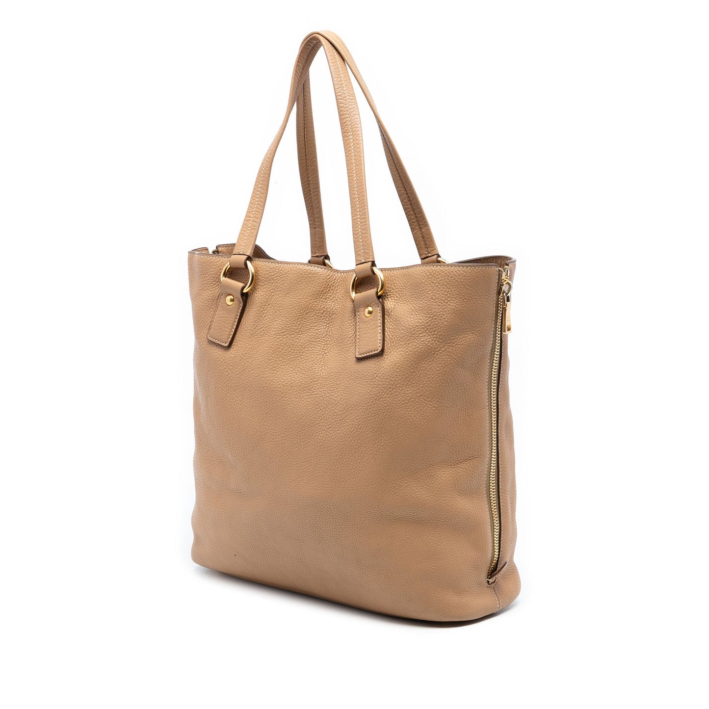 Prada Vitello Daino Side Zip Shopper Tote