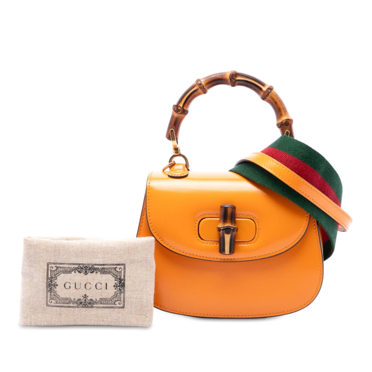 Gucci Mini Calfskin Web 1947 Bamboo Top Handle Bag