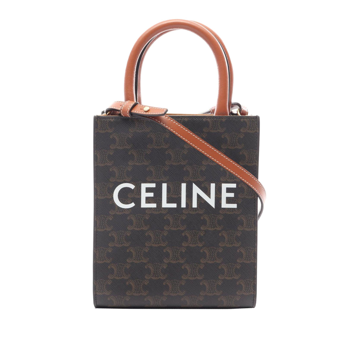 Celine Mini Triomphe Coated Canvas Vertical Cabas Satchel
