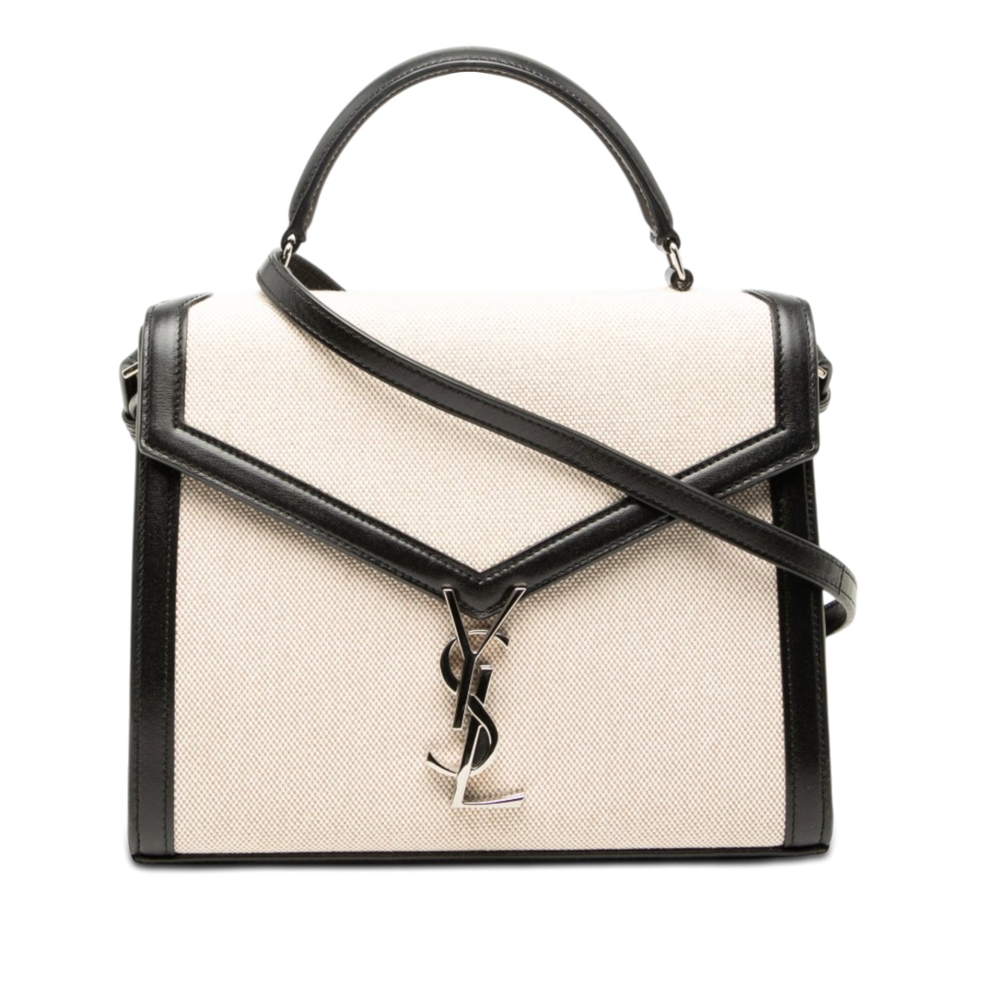 Saint Laurent Medium Canvas Cassandra Top Handle Bag