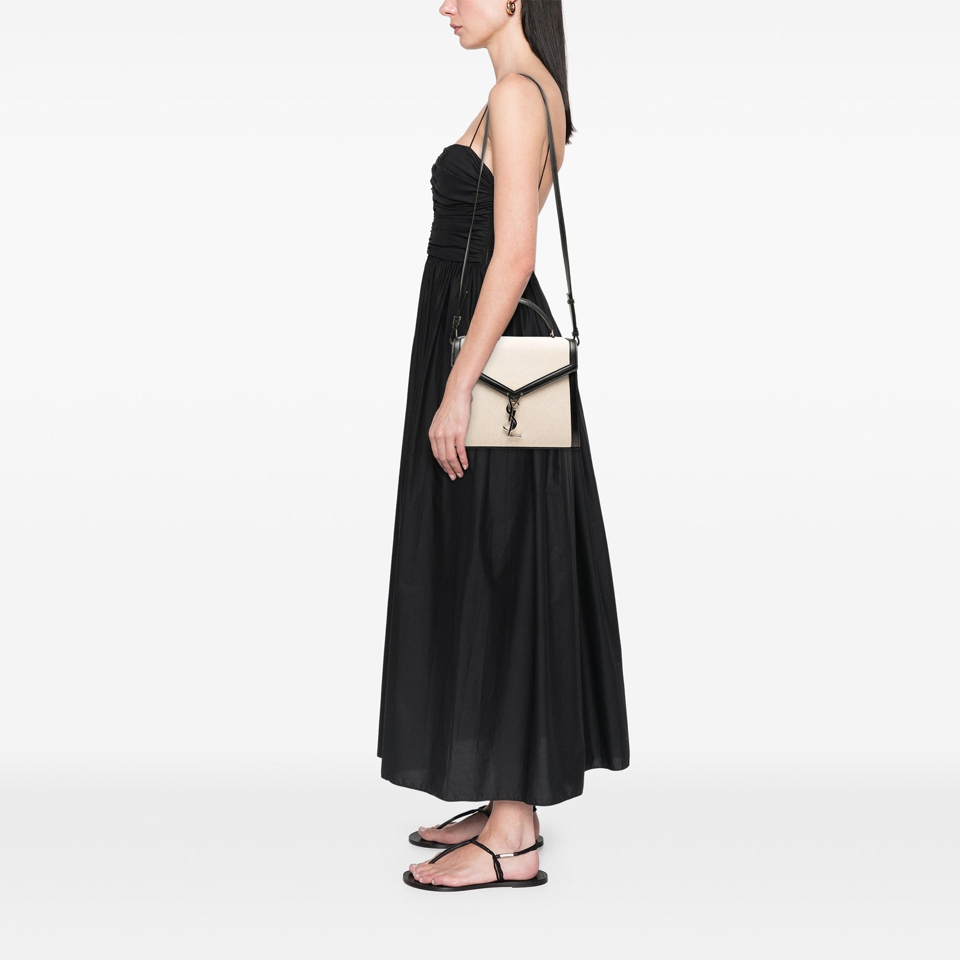 Saint Laurent Medium Canvas Cassandra Top Handle Bag
