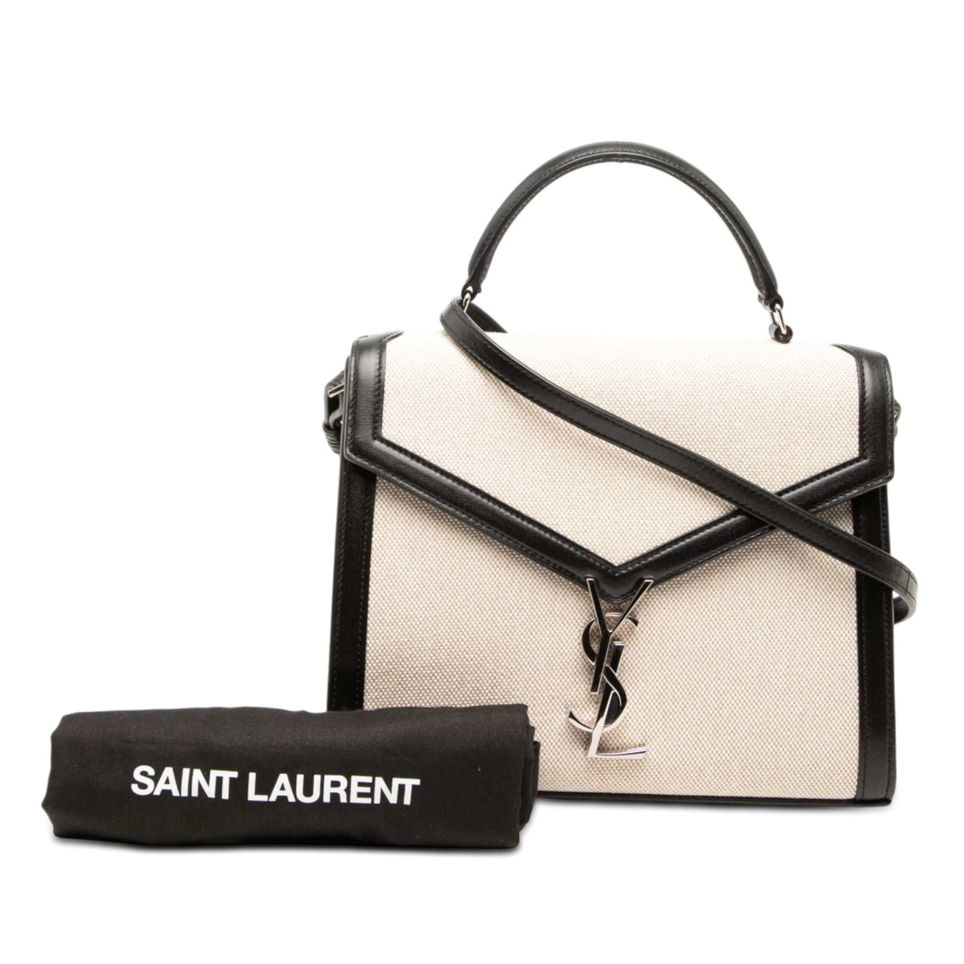 Saint Laurent Medium Canvas Cassandra Top Handle Bag