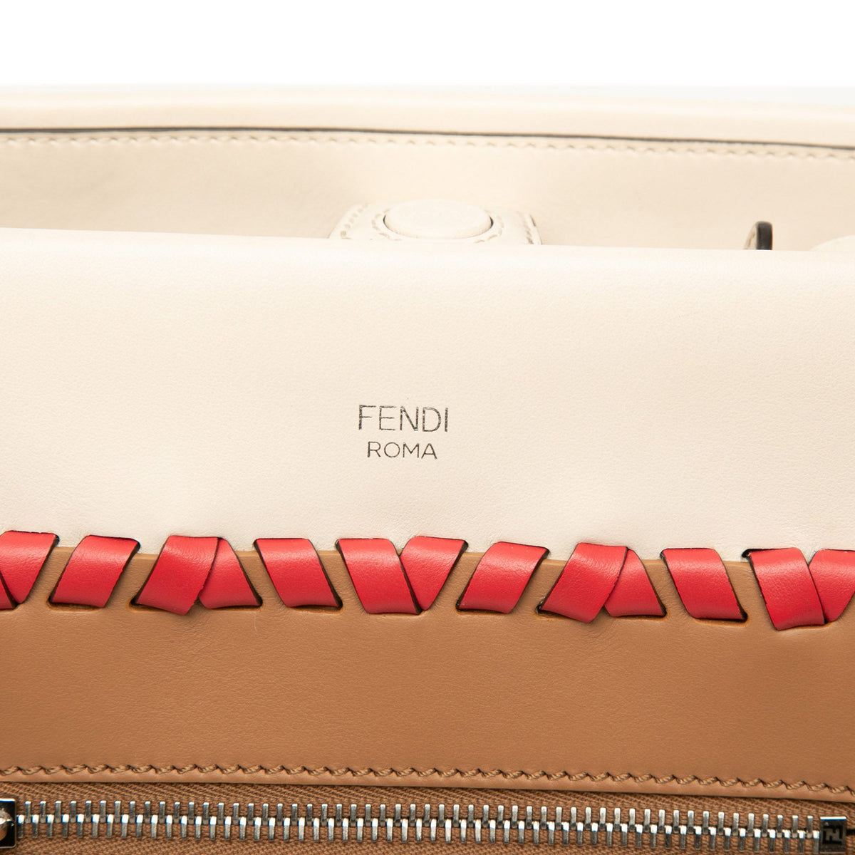 Fendi Small Bicolor Calfskin Whipstitch Runway Satchel