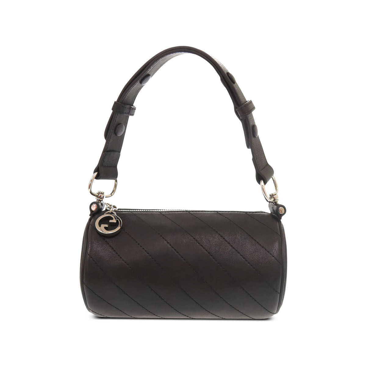 Gucci Mini Leather Blondie Barrel Shoulder Bag — Black