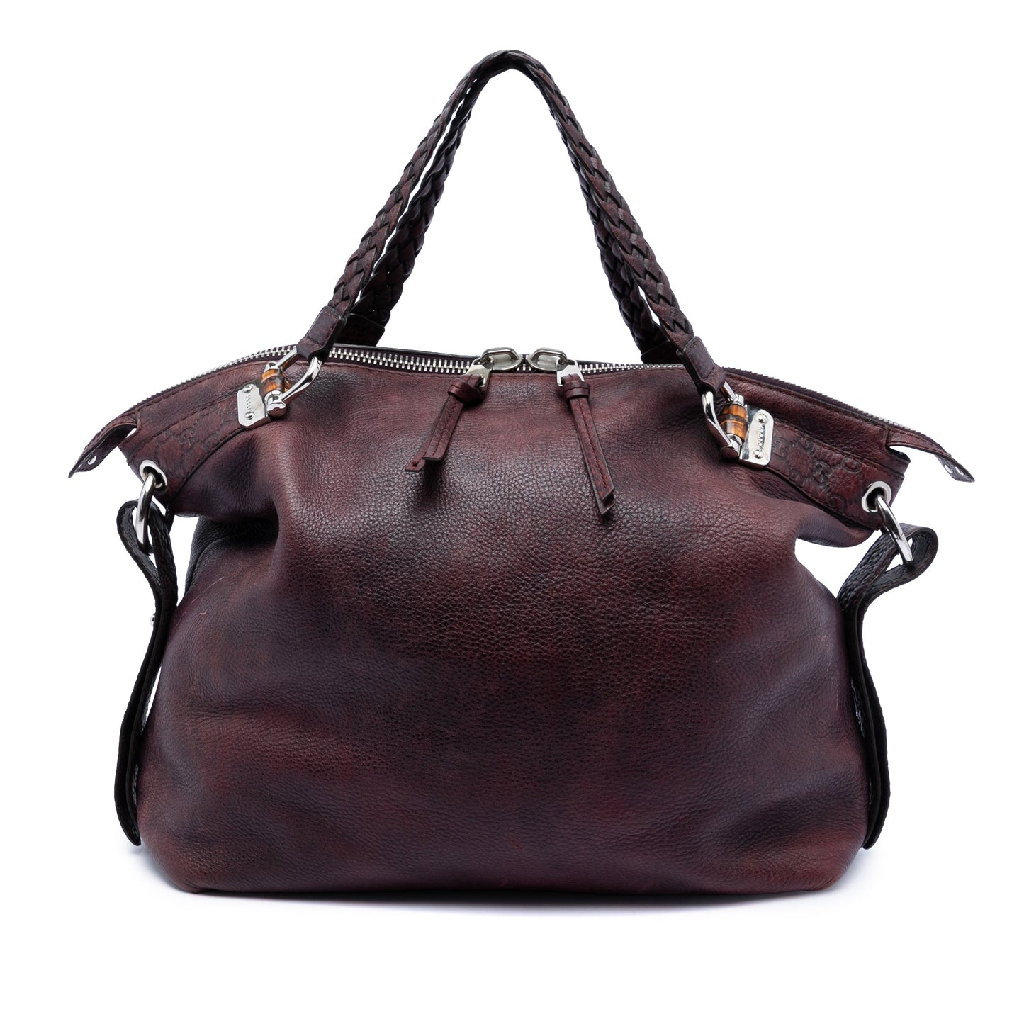 Gucci Large Leather Bamboo Bar Tote
