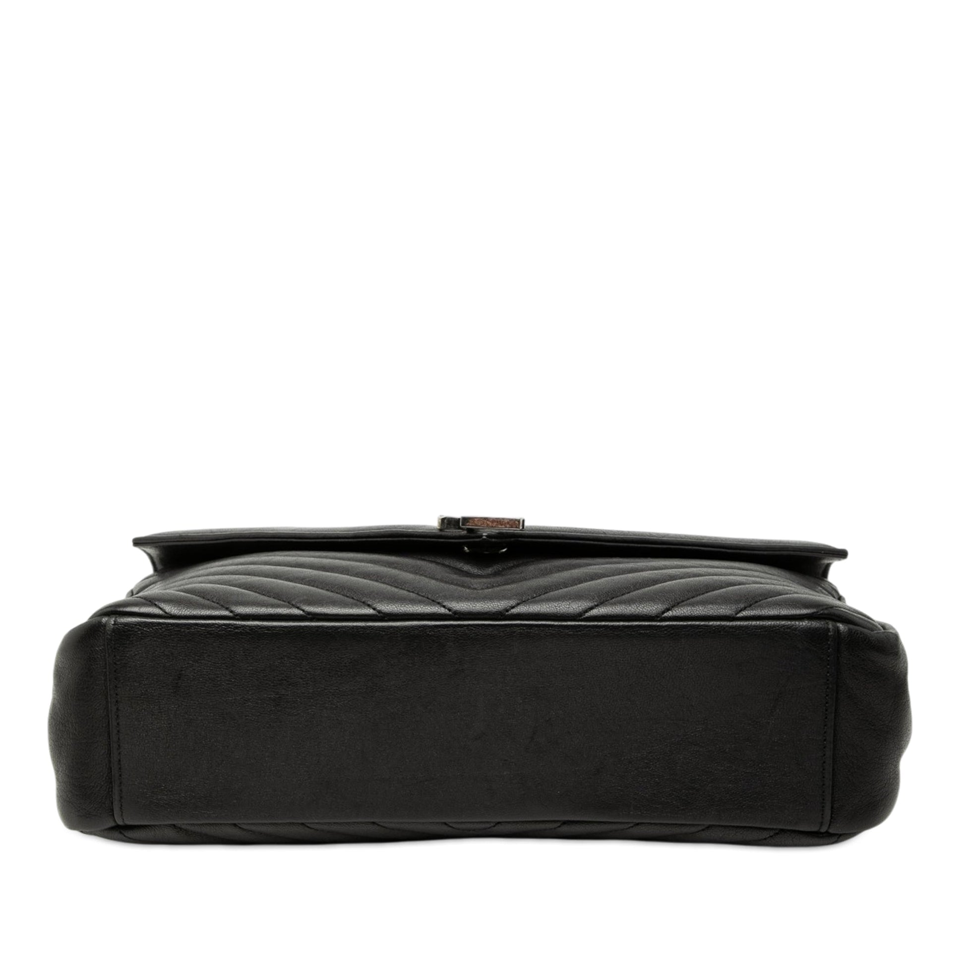 Saint Laurent Large Chevron Sheepskin Monogram College Satchel